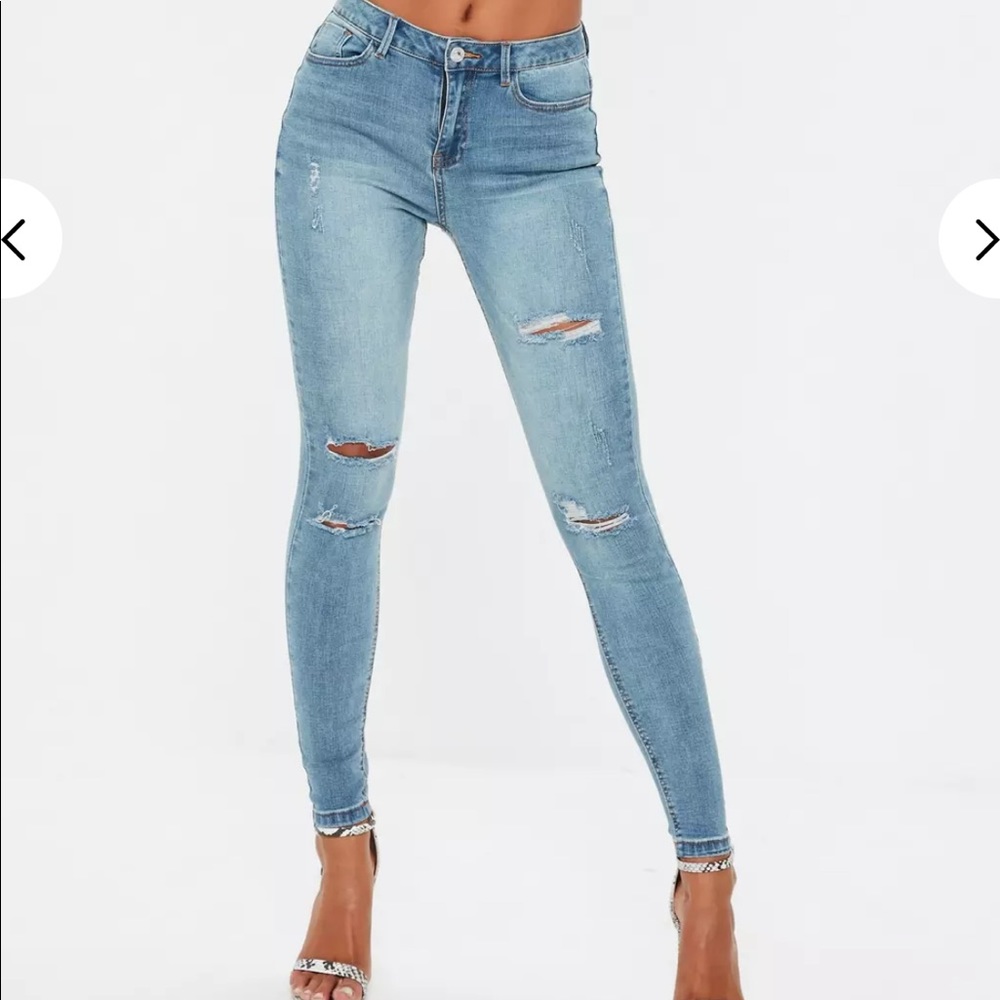Missguided tall high waisted ripped skinny jeans